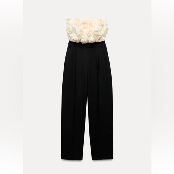 ZARA STRUCTURED FLORAL CONTRASTING JUMPSUIT - Picture 3 of 4